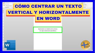 Cómo CENTRAR un TEXTO VERTICAL Y HORIZONTALMENTE en WORD [upl. by Etterb211]