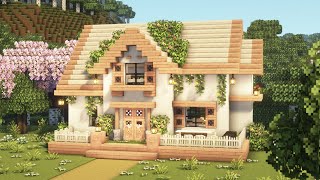 Minecraft 🌿✨ Aesthetic Cute House Tutorial  Mizunos 16 Craft Resource Pack [upl. by Marylou427]