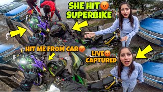 SHE HIT MY HULK😨 With Car  LIVE CAPTURED in CAMERA Kawasaki H2r [upl. by Klute]