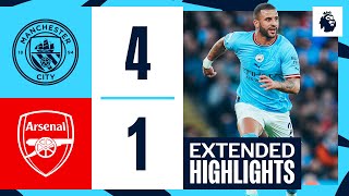 EXTENDED HIGHLIGHTS  Man City 41 Arsenal  De Bruyne Stones amp Haaland Goals [upl. by Melgar]