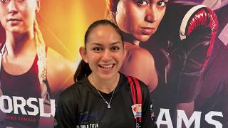 WBO WORLD SUPER BANTAMWEIGHT CHALLENGER APRIL ADAMS DISCUSSES HER WORLD TITLE SHOT [upl. by Kathlene]