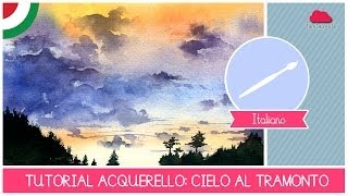 Corso di Acquerello BASE tutorial come dipingere un cielo al tramonto  LEZIONE 06 [upl. by Newsom992]