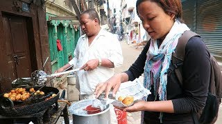 NEPALI STREET FOOD TOUR  Deep Fried NEPALI BREAKFAST KATHMANDU Sightseeing Part 1 [upl. by Nue]