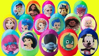 22 Play Doh Surprise Toy Eggs TROLLS Poppy Paw Patrol Disney Jr PJ Masks Mickey Minnie [upl. by Caassi]