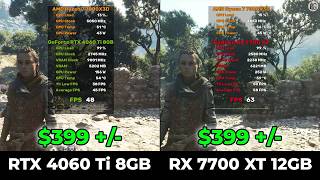 GeForce RTX 4060 Ti 8GB vs Radeon RX 7700 XT 12GB  Same Price Which is Better [upl. by Ibbison]