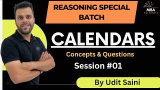 Calendars  SessionI  Reasoning  Udit Saini  SNAP NMAT TISS CMAT MAHCET amp MAT [upl. by Aksel]