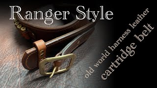 Cartridge Beltbeautiful old world harness leather with brass hardware and 45 caliber loops [upl. by Rocker]