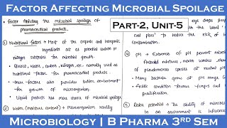 factors affecting microbial spoilage of pharmaceutical products  Part2 Unit5  Microbiology [upl. by Wilma]