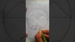 Circle scenery drawing with pencil scenery drawing easy ❤️shortsfeed ytshots shorts [upl. by Aivatra]