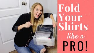 HOW TO FOLD YOUR SHIRTS LIKE A PRO  Marie Kondo TShirt Folding amp Organizing [upl. by Other73]