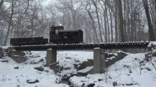 Reading Society of Model Engineers 15inch Gauge Railroad  Snow Running 2013 [upl. by Adlin525]