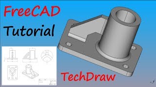 FreeCAD Tutorial  Zeichnungsableitung eines Bauteils mit Bemaßung [upl. by Oinolopa]