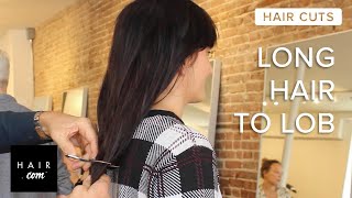 Long Hair To Lob Haircut Transformation [upl. by Jit696]