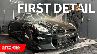 【GODZILLA】NISSAN GTR Premium edition Tspec FIRST DETAIL  R35  Car wash  GTECHNIQ  ASMR  GTR [upl. by Enra268]