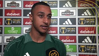 Adam Idah speaks after twogoal Premier Sports Cup display for Celtic against Falkirk [upl. by Mroz]