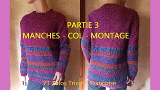 3 Tuto Tricot Pull Femme point de Jacquard et point de Blé en 5 tailles facile [upl. by Johanna]