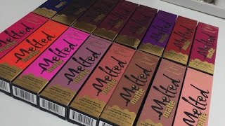 TooFaced Melted Matte Liquid Lipstick Lip Swatches 16 shades [upl. by Ardnahc]