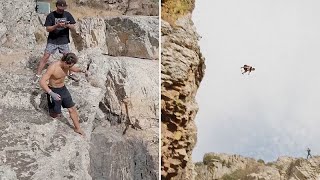 Come Girardot sets death diving world record with jawdropping 44metre cliff jump [upl. by Pellikka]