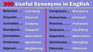 200 Useful Synonym Words in English  Build up Your English Vocabulary [upl. by Hallvard291]