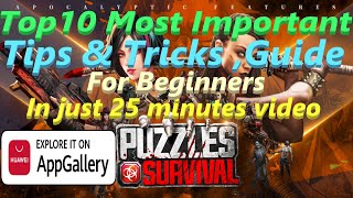 Puzzles and Survival  Top 10 MOST IMPORTANT Tips amp Tricks  Guide for Beginners in just 25 minutes [upl. by Narbig]