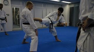 Mikio Yahara Yoko Kekomi Geri Training in KWF Honbu Dojo 2012 [upl. by Kcirdez]