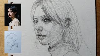 sketching drawing tutorial  learn to draw a girls face using loomis [upl. by Ainahpets989]