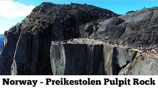 Preikestolen Pulpit Rock 4K Norway in April  May from the air drone mission impossible final scene [upl. by Hgierb]