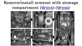 Remove install armrest with stowage compartment on CClass W203 CLKClass W209 [upl. by Googins734]