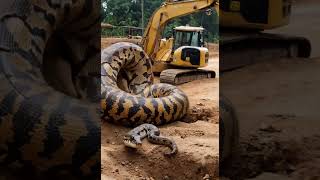 Shocking ExcavatorPython Encountergiantpython naturesurprise wildconstruction python [upl. by Bazil]