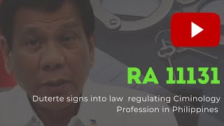 Introduction to Criminology RA 11131 Overview The Careers and Expectations for BSCRIM [upl. by Tana]