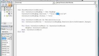 Find all 3 letter words in MS Word document using VBA and regular expressions [upl. by Yednarb]