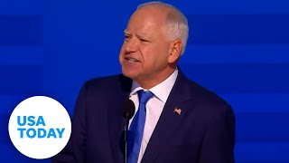 Full speech Gov Tim Walz speaks at 2024 DNC  USA TODAY [upl. by Hgielah602]