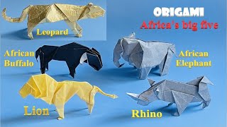 How to make origami leopard buffalo lion rhino elephant step by step instructions [upl. by Blondie]