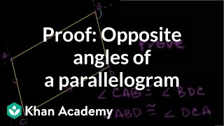 Proof Opposite angles of parallelogram congruent  Quadrilaterals  Geometry  Khan Academy [upl. by Fiden]