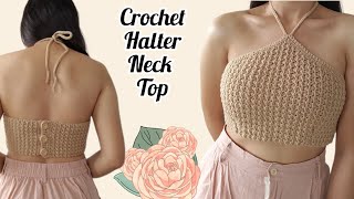 Crochet Halter Neck Top Tutorial  Crochet Tutorial  MichelleACrochet [upl. by Alle]