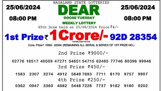 🔴 Evening 0800 PM Dear Nagaland State Live Lottery Result Today ll Date25062024 ll [upl. by Mackey]