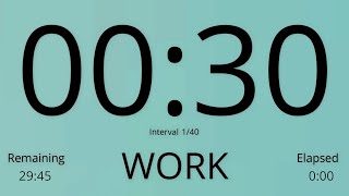 Tabata Timer 3015  HIIT Timer 3015  Interval Timer 3015  without music [upl. by Tonkin]