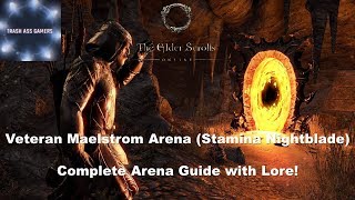 Elder Scrolls Online Veteran Maelstrom Arena Stamina Nightblade Complete Guide with Lore [upl. by Aivilys]