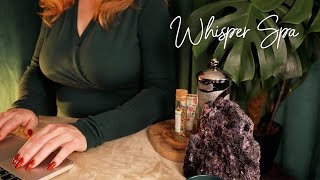 Whisper Spa Check In 💜 ASMR 💜 Soft Speaking Typing Tea [upl. by Adirahs2]