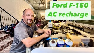 Ford F150 Air Conditioning Maintenance with Schrader Valve Replacement and Refrigerant Recharge [upl. by Ileana]