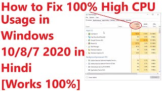 How to Fix 100 High CPU Usage in Windows 1087 2020 in Hindi Works 100 [upl. by Bauske]