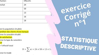 statistique descriptive Exercice corrigé n 1 [upl. by Airak]