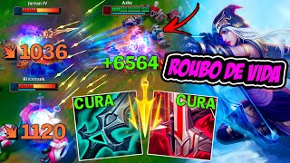 ASHE ADC BUILD ROUBO DE VIDA CURA MUITO NAS FLECHAS   LEAGUE OF LEGENDS [upl. by Arlee812]