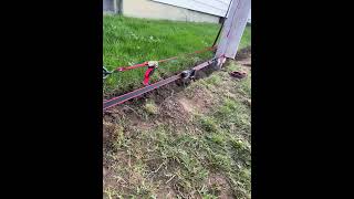 DIY fence stretcher rig homeowner diy fencing homeimprovement [upl. by Nickey856]