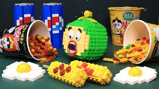 Lego Food In Real Life  Midnight MUKBANG With Green Apple  Lego Food ASMR [upl. by Othella]