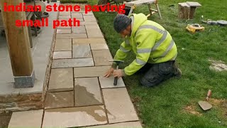 laying an Indian stone path paving slabs [upl. by Rosse]