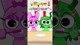 Sprunki PINK vs Green Emoji Eating Challenge MOOMOOSTUDIO sprunki pinkfood greenfood emoji [upl. by Krusche]