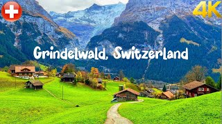 Grindelwald Switzerland walking tour 4K 60fps  The Most Beautiful Villages in Switzerland [upl. by Willetta]