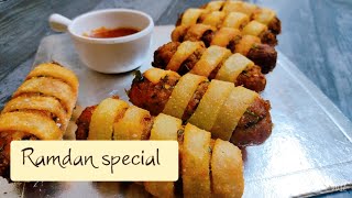 Chicken ribbon croquettes recipe  iftar special party snacks recipe chicken snackssnacks recipe [upl. by Aihtnys]