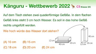 C5 🦘 Känguru 2022 🦘 Klasse 5 und 6  Wie hoch steht das Wasser  Erkennst du den Shortcut [upl. by Elwira]